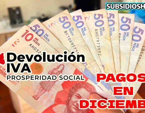 8 biletes de denomiacion de 50 mil pesos y un billetete de 10 mil pesos, letrero informativo y letreto de programa social, hunto aletrero de Subsidioshoy.com