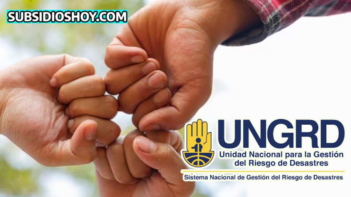 Wintor ABC: Consulta tu Apoyo de 500 Mil Pesos vía RUNDA y Listados Actualizados. 1 3 manos juntas en forma de solidaridad, abjo el logo de UNGRD y arriba a la izquierda el logo de Subsidioshoy.com