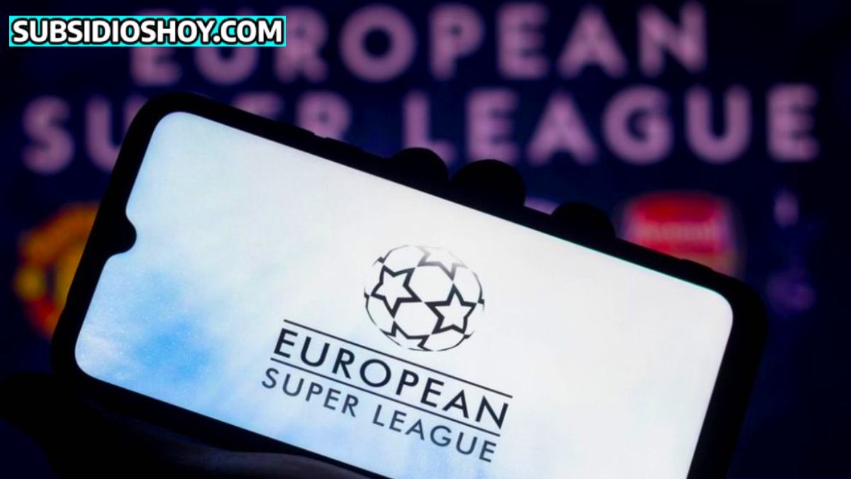Revolución Futbolística: La Llegada de la SuperLiga Europea. 1 logo de la super liga europea en algun celular- arriba el logo de subsidioshoy.com