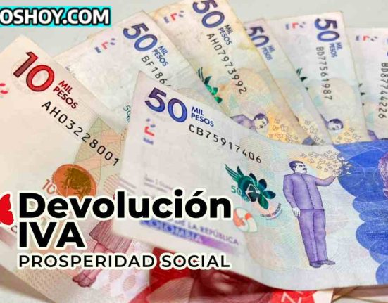 seis billetes de 50 mil pesos que dan y uno de denominacion 10 mil pesos, arriba a la izquierda el logo de subsidioshoy.com y abajo el de devolucion del iva