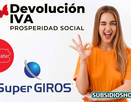 joven hacien el ok con su mano derecha, a su lado 3 logos de: devolucion del iva, superGIROS daviplata, abajo en la derecha de la pantalla el logo de subsidioshoy.com