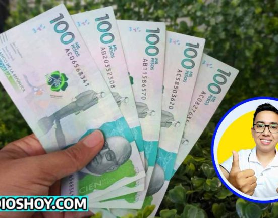 5 Billetes con un valor cada uno de 100 mil pesos, a su lado el logo de wintor ABC y abajo esta el logo de Susidioshoy.com