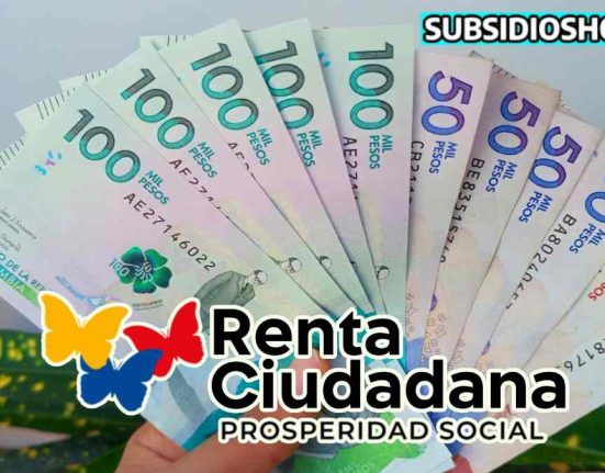 billetes co la denominacionde 5 billetes que son de 100 mil pesos, 4 billetes de 50 mil pesos y dos de 20mil pesos, lego cartel de renta ciudadana, subsidioshoy.com