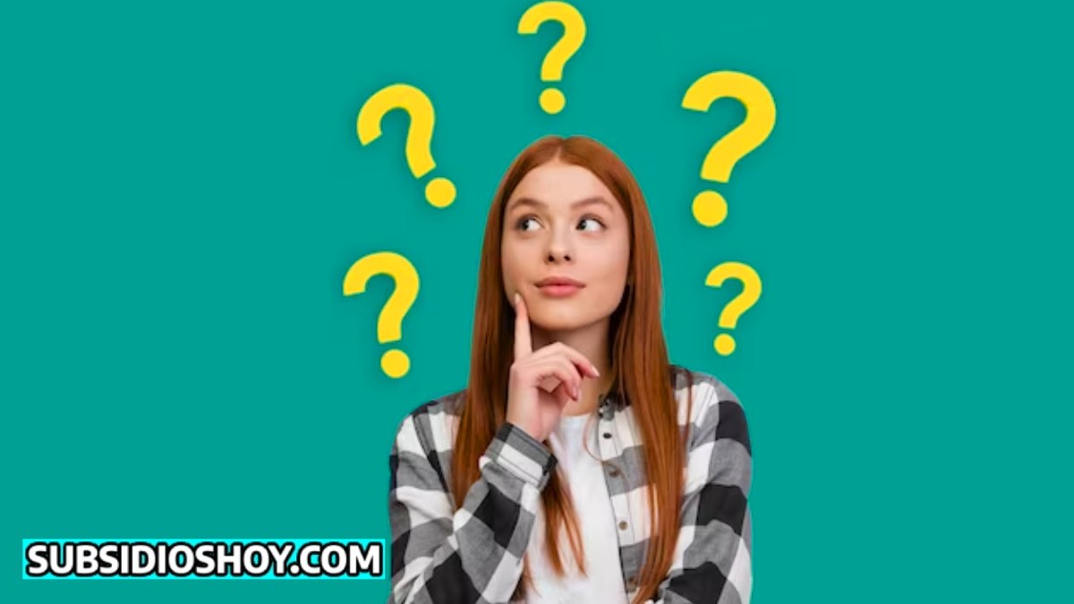 ¿Cuáles son las Fechas Clave para el Subsidio de Renta Ciudadana? Información Actualizada vía Wintor ABC. 1 mujer joven, con indice derecho sobre su menton y a su alrededor simbolos de pregunta, abajo esta el logo de subsidioshoy.com