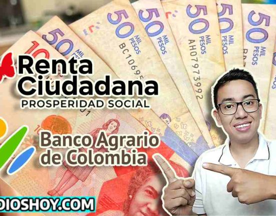 de fondo unos billetes de $10 y $50 mil pesos colombianos, logo de renta ciudadana banco agrario y subsidioshoy.com, imagen del lider social wintor ABC