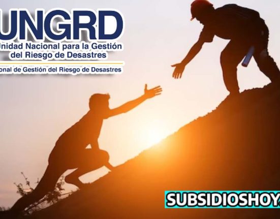 imagen representando lo que seria ayudar al prójimo . logo de UNGRD arriba a la izquierda y logo de subsidioshoy.com abajo a la derecha