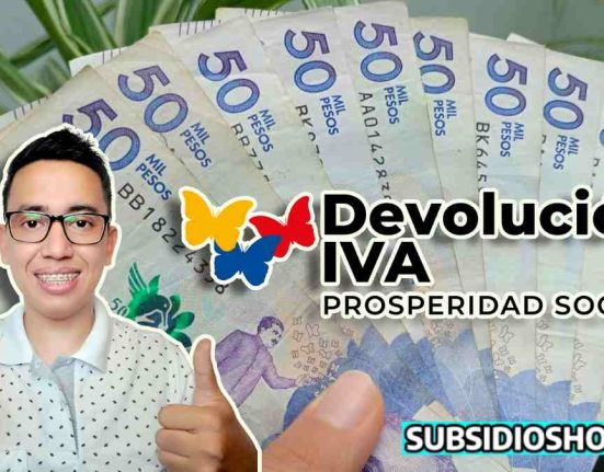 fonde de billetes denominados en 50 mil pesos colombianos, logo de la devolucion del iva, imagen de lider social Wintor ABC y abajo el logo de subsidioshoy.com