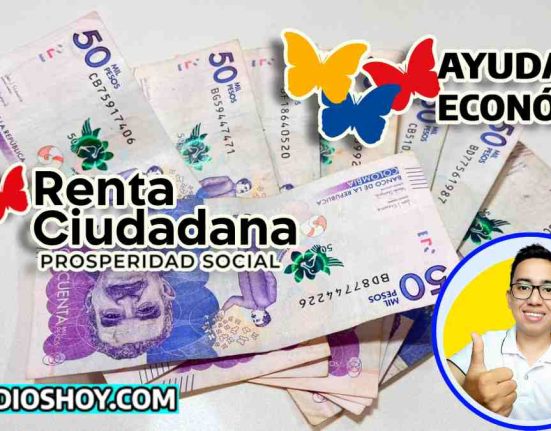8 Billetes de 50 mil psos colombianos, losgos de ayuda eocnomica, renta ciudadana, y subsidioshoy.com, y el logo del lider social Wintor ABC