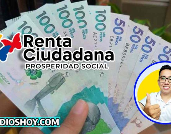 diversos billetes colombianos de $100 mil y $50 mil, a su vez diversos logos empezando por el de la renta ciudadana, el del lider social wintor ABC y abajo el de subsidioshoy.com