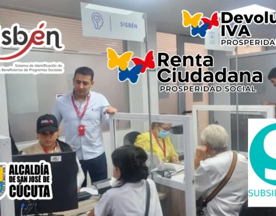 Contiene logo del Sisbén, de la RC y del IVA, funcionarios del Sisbén y logo de subsidioshoy