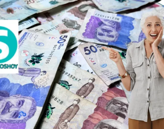 Contienes dinero colombiano, una señora mayor y logo de subdioshoy