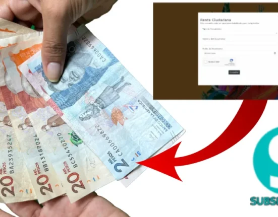 contiene dinero colombiano, portal de la RC y logo de subsidios hoy